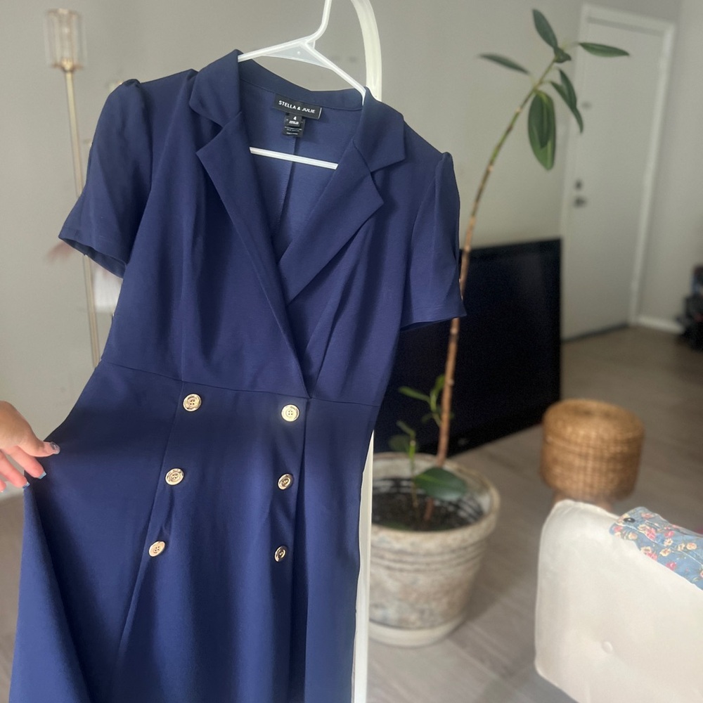 Stella & Julie Navy Double-Breasted Mini Dress